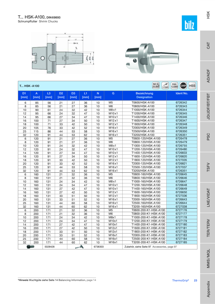 BILZ - ThermoGrip ® Schrumpfspannfutter NR.: 21294 - Seite 22