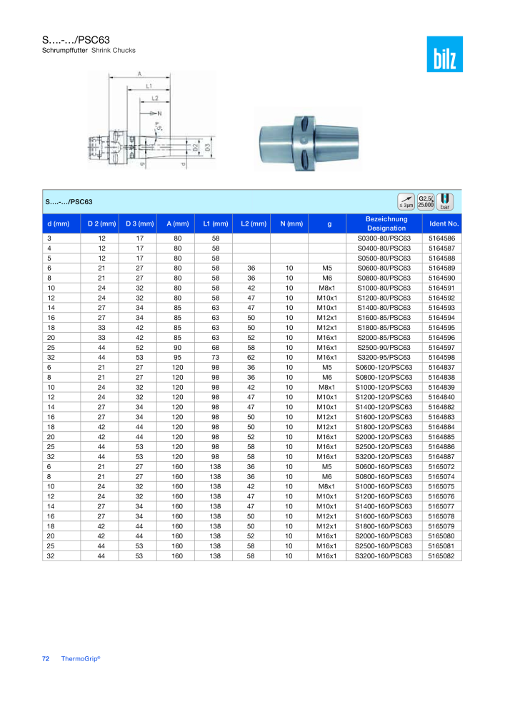 BILZ - ThermoGrip ® Schrumpfspannfutter NR.: 21294 - Seite 71