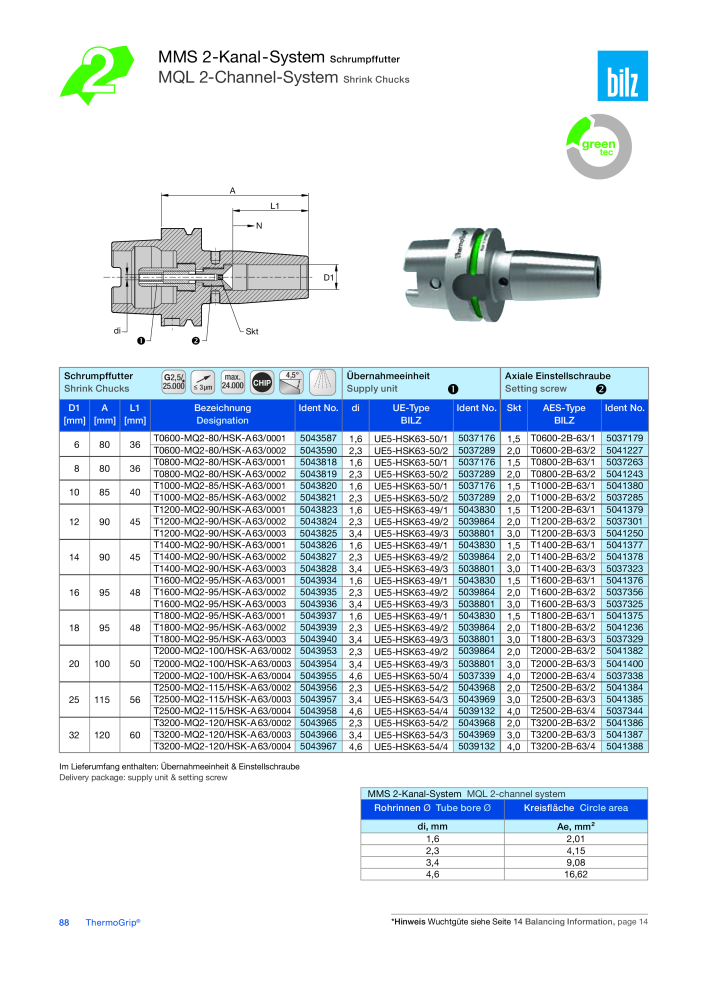 BILZ - ThermoGrip ® Schrumpfspannfutter NR.: 21294 - Seite 87