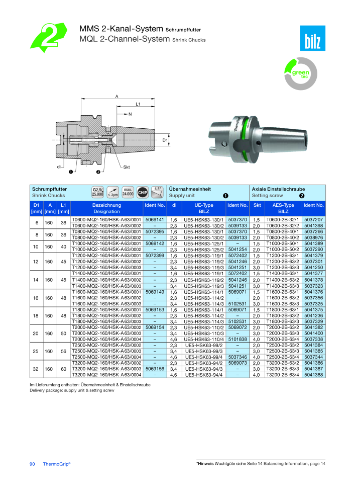 BILZ - ThermoGrip ® Schrumpfspannfutter NR.: 21294 - Seite 89