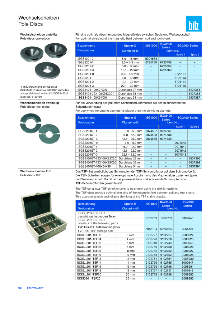 BILZ - ThermoGrip ® Schrumpfspannfutter NR.: 21294 - Seite 97