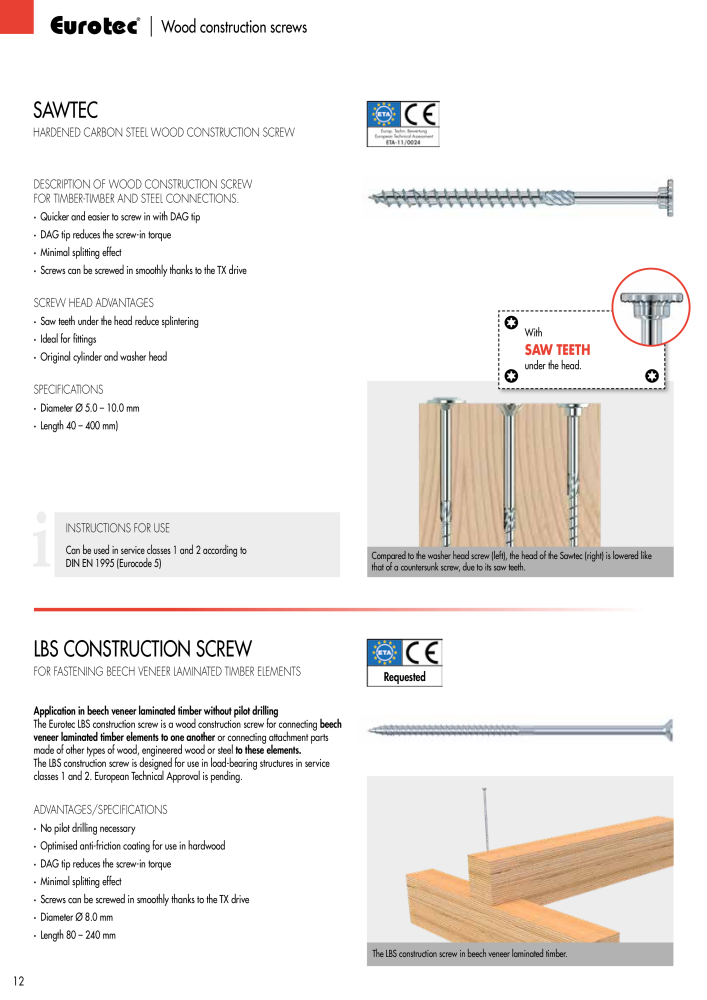 Eurotec catalogue wood construction screws NR.: 21329 - Seite 12