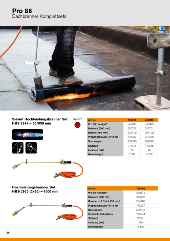 Sievert PRO 88 Aufschweißbrenner Set HBS 3460 - 60mm Ø / 850mm / 10 Meter 766310