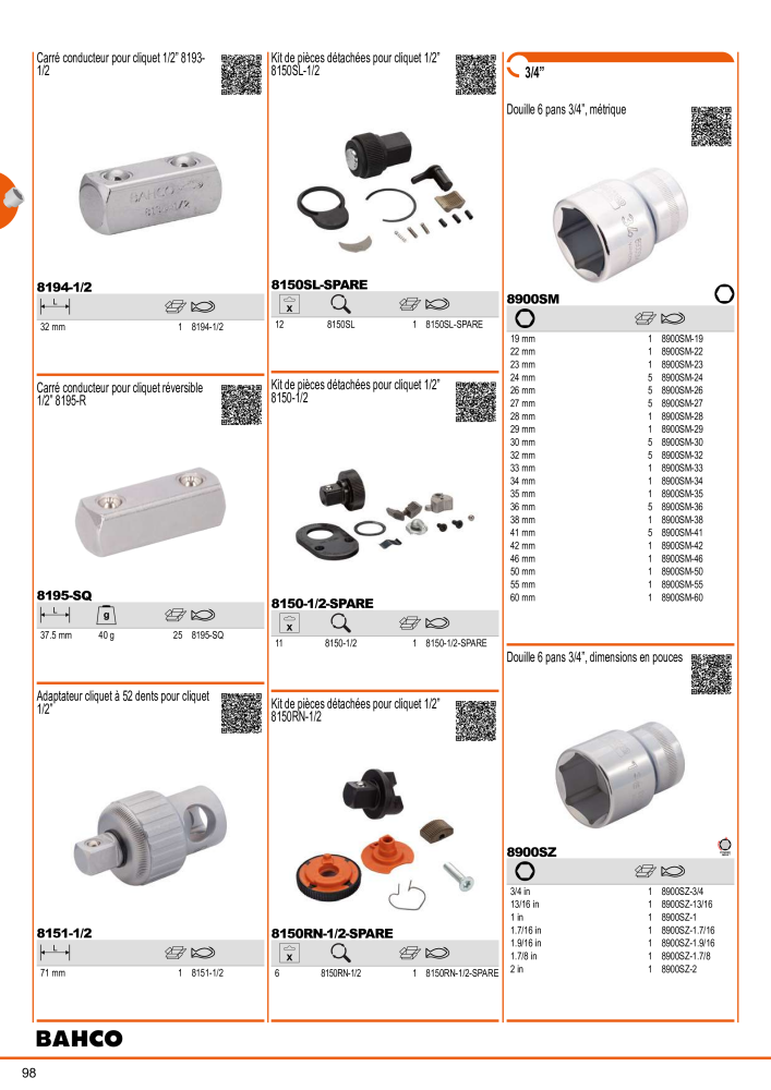 Outils du catalogue général BAHCO NR.: 21403 - Seite 100