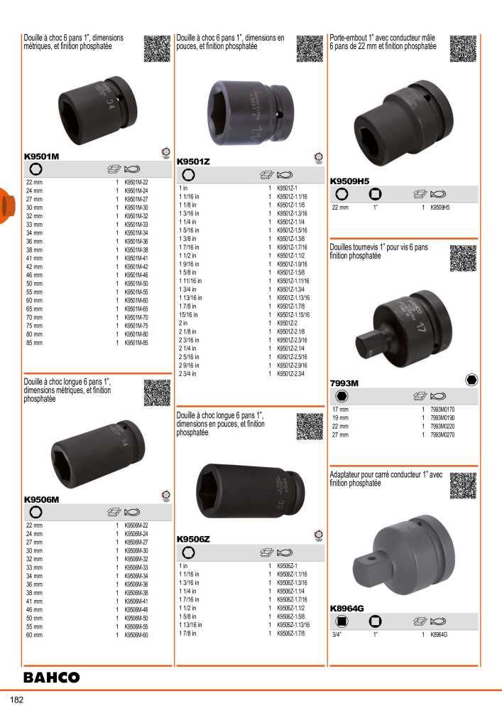 Outils du catalogue général BAHCO n.: 21403 - Pagina 184