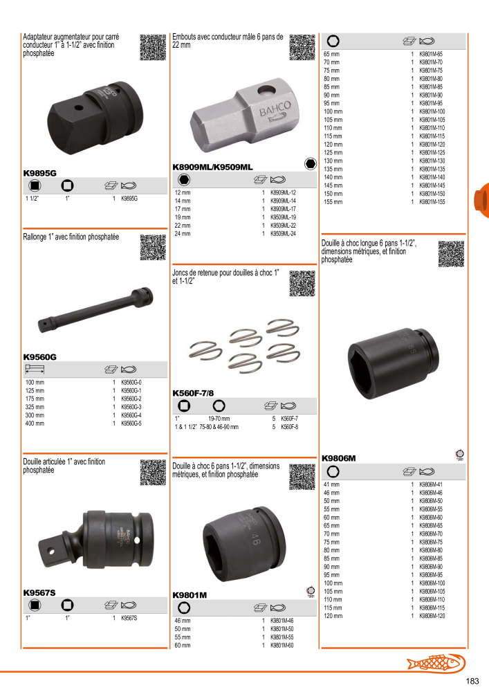 Outils du catalogue général BAHCO NEJ.: 21403 - Sida 185