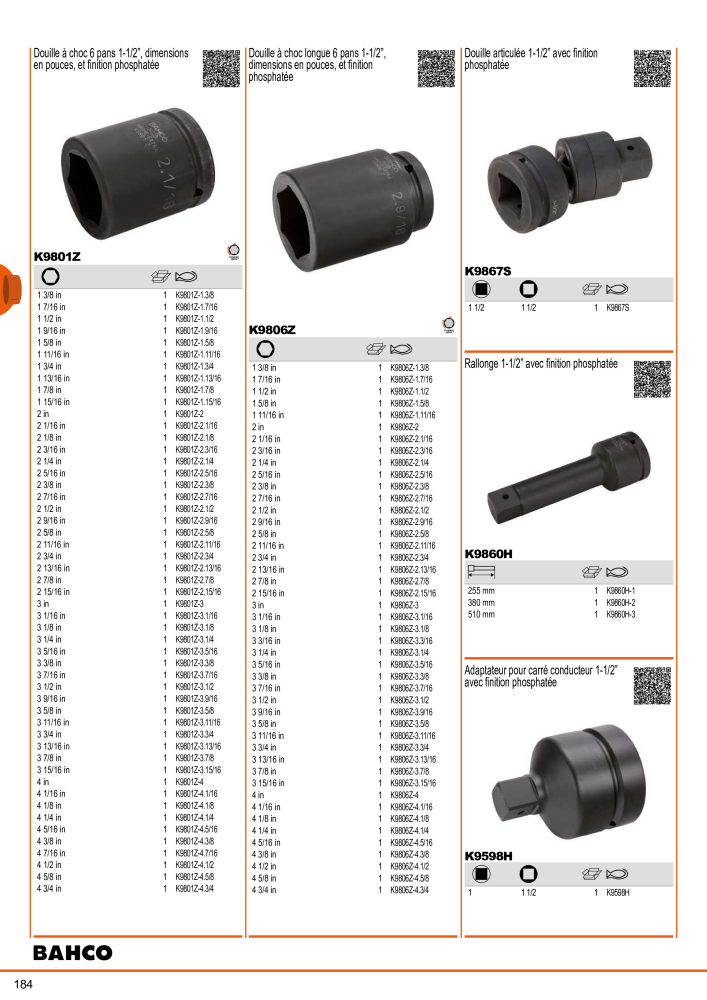 Outils du catalogue général BAHCO NR.: 21403 - Pagina 186