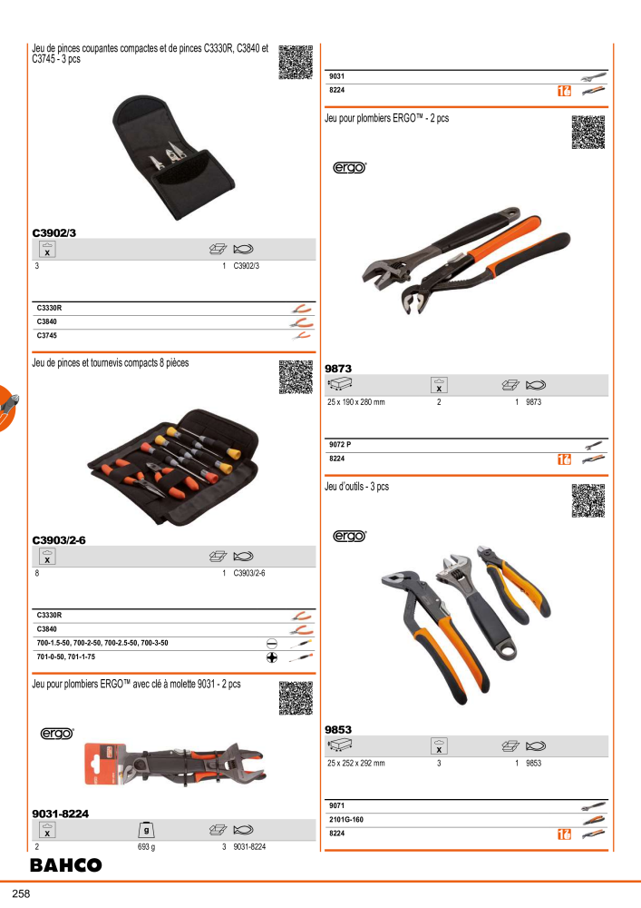 Outils du catalogue général BAHCO Nº: 21403 - Página 260