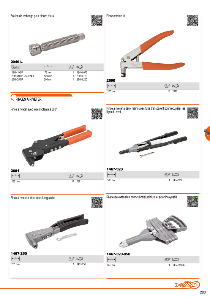 Outils du catalogue général BAHCO Nº: 21403 - Página 265