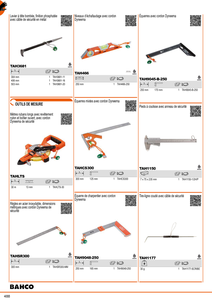 Outils du catalogue général BAHCO Nº: 21403 - Página 490