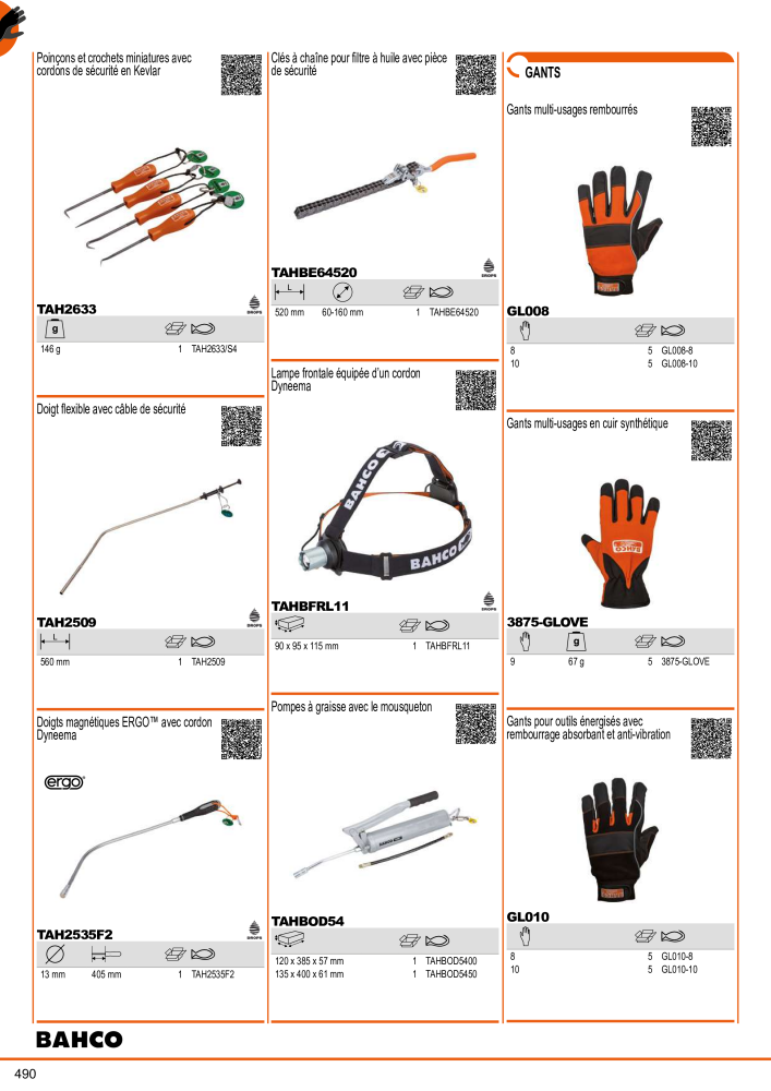 Outils du catalogue général BAHCO Nb. : 21403 - Page 492