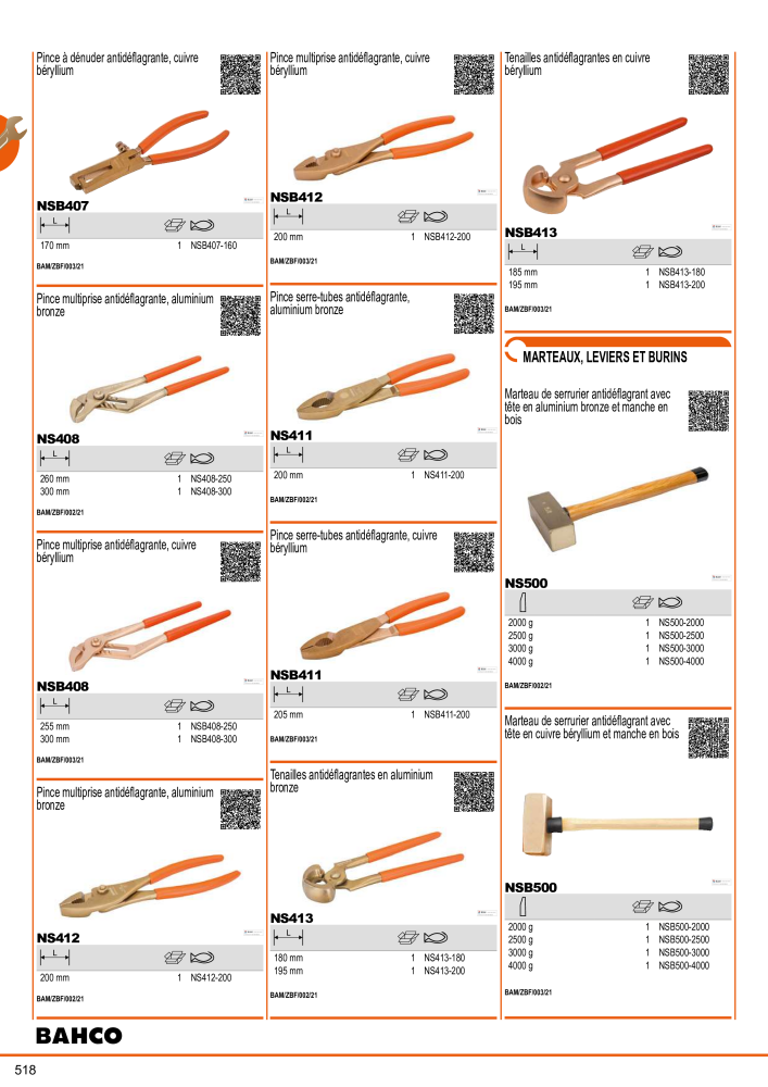 Outils du catalogue général BAHCO NR.: 21403 - Seite 520