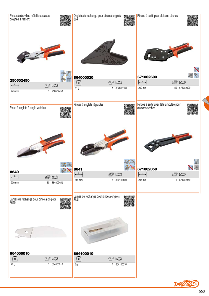 Outils du catalogue général BAHCO Nº: 21403 - Página 555