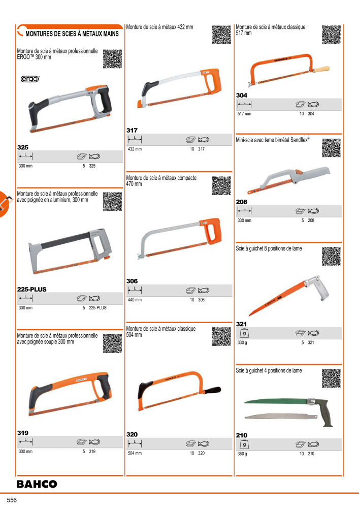 Outils du catalogue général BAHCO Nº: 21403 - Página 558