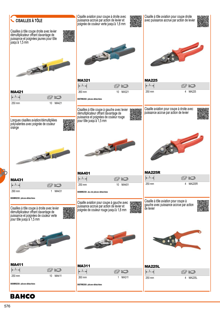 Outils du catalogue général BAHCO NEJ.: 21403 - Sida 578