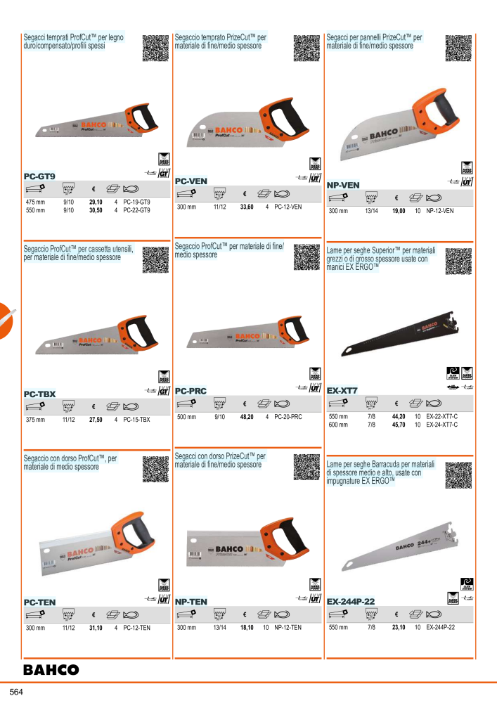 Strumenti del catalogo generale BAHCO Nº: 21405 - Página 566