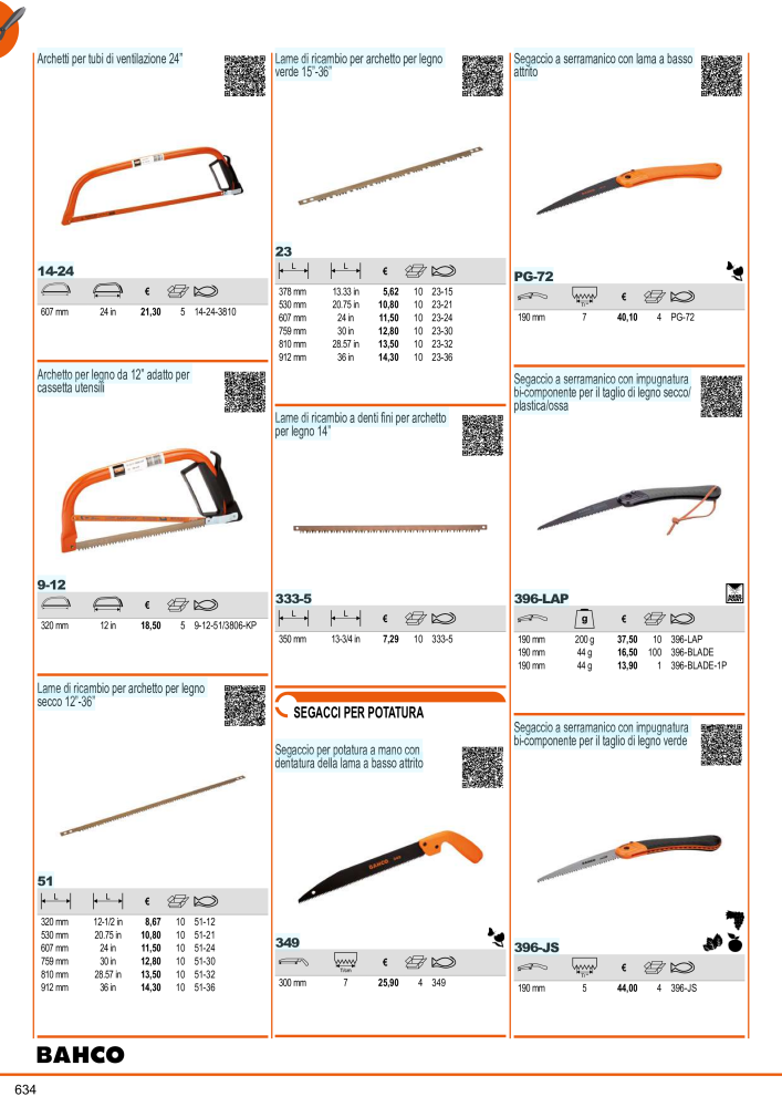 Strumenti del catalogo generale BAHCO Nb. : 21405 - Page 636