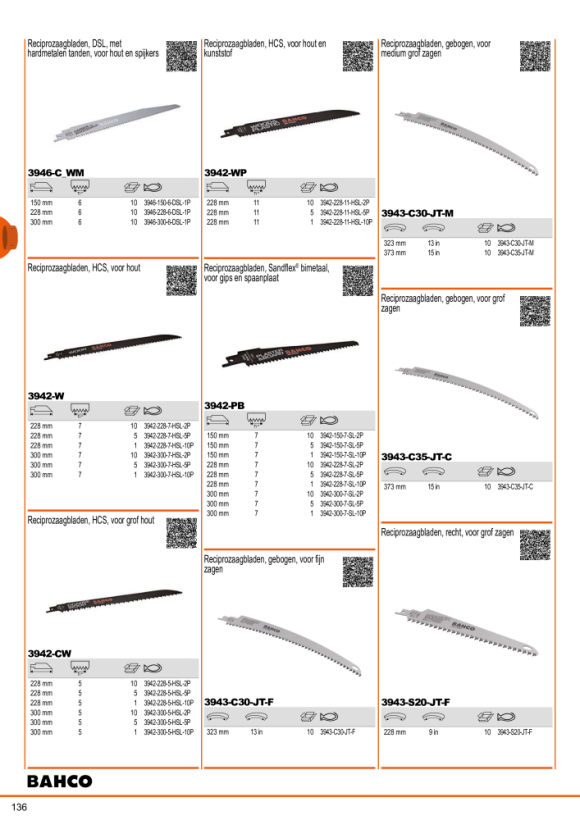 BAHCO Sandflex® bimetaal reciprozaagbladenset voor metaal - 12-delig 3940-METAL-SET-12P