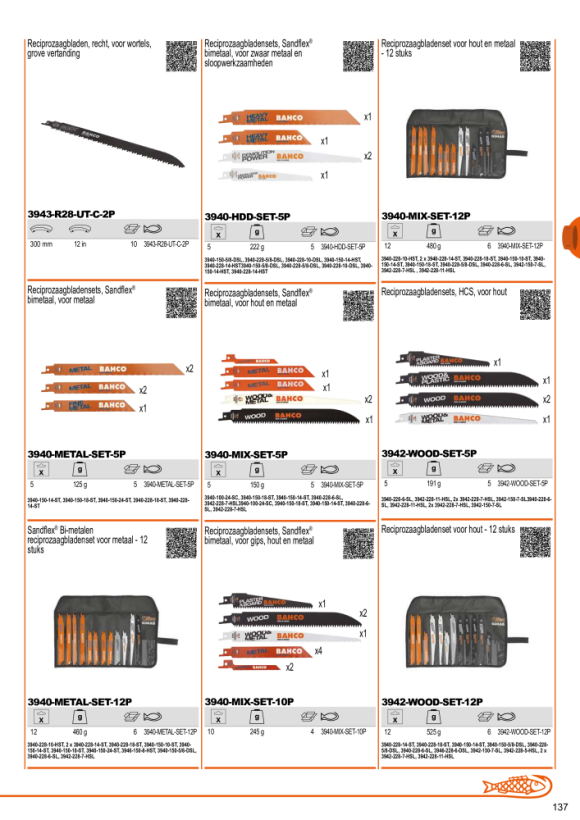 BAHCO Sandflex® bimetaal reciprozaagbladenset voor metaal - 12-delig 3940-METAL-SET-12P