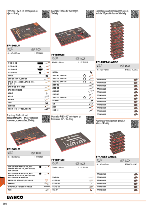 BAHCO Schuiminzetstuk voor 40 werkplaatswagens, metalen zaagbeugel, borgringtang en griptang - 20 stuks FF1B10LM