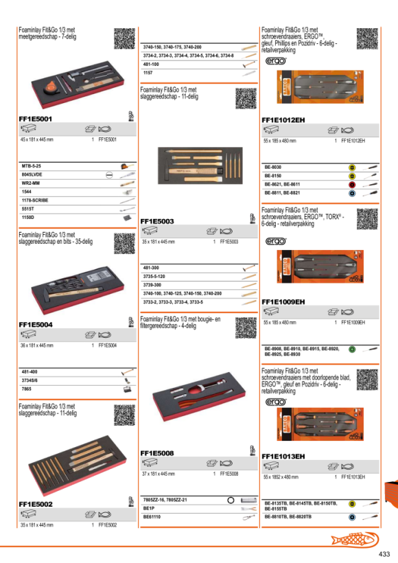 BAHCO Fit&Go 1/3 foam insert TORX® schroevendraaierset T8-T30 6-delig FF1E1009EH