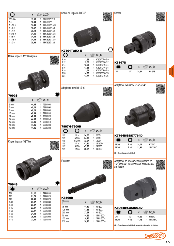 Ferramentas do catálogo geral BAHCO NR.: 21407 - Pagina 179