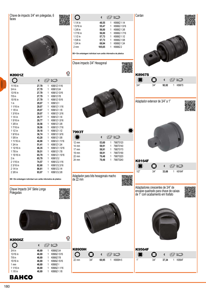 Ferramentas do catálogo geral BAHCO NR.: 21407 - Seite 182