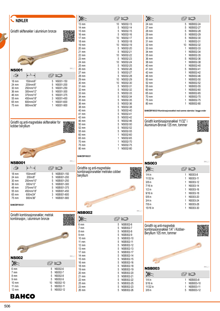 BAHCO generelle katalogverktøy NEJ.: 21410 - Sida 508