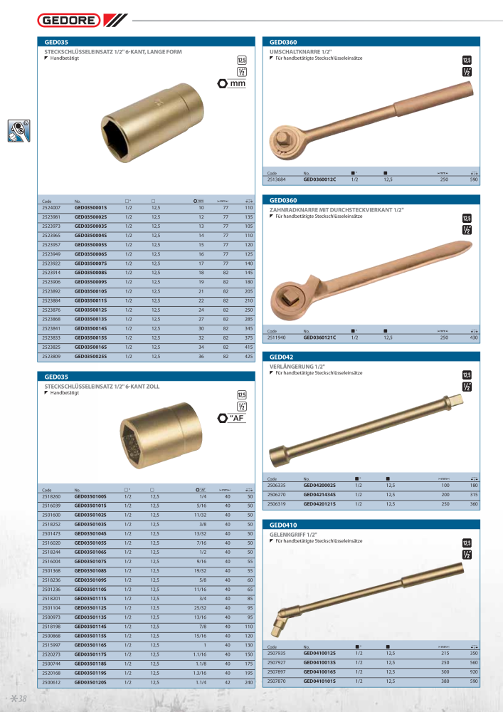GEDORE funkenfreie Werkzeuge NR.: 2145 - Seite 38