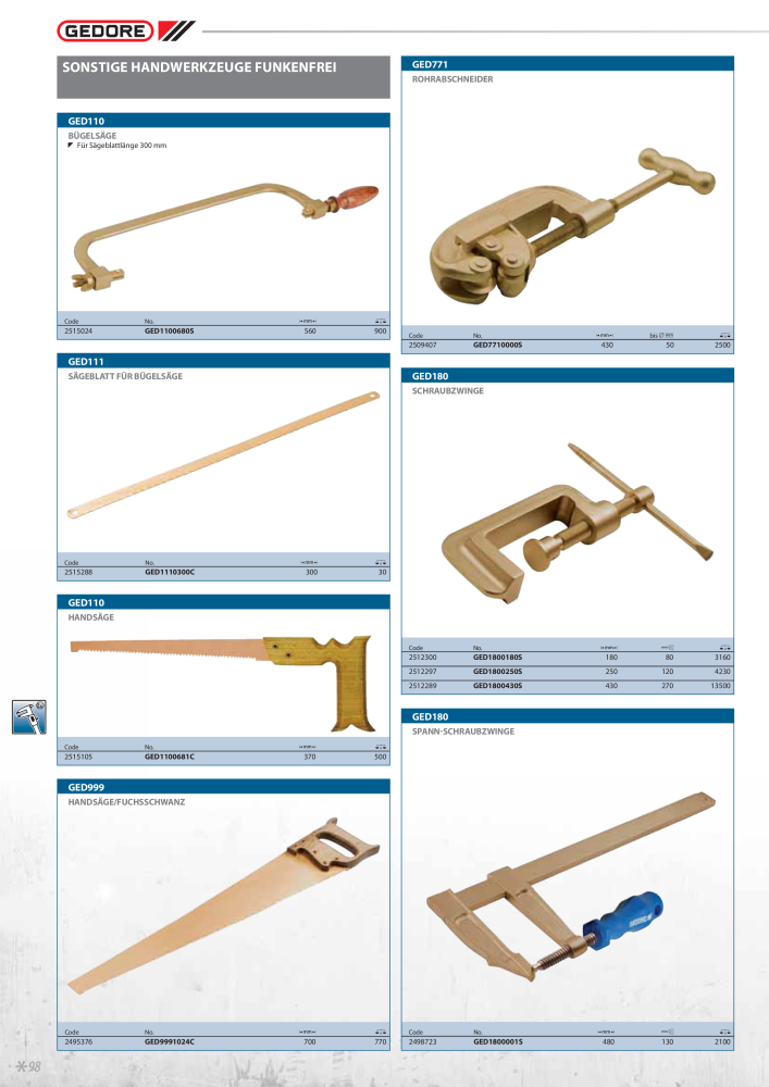 GEDORE funkenfreie Werkzeuge NR.: 2145 - Seite 92