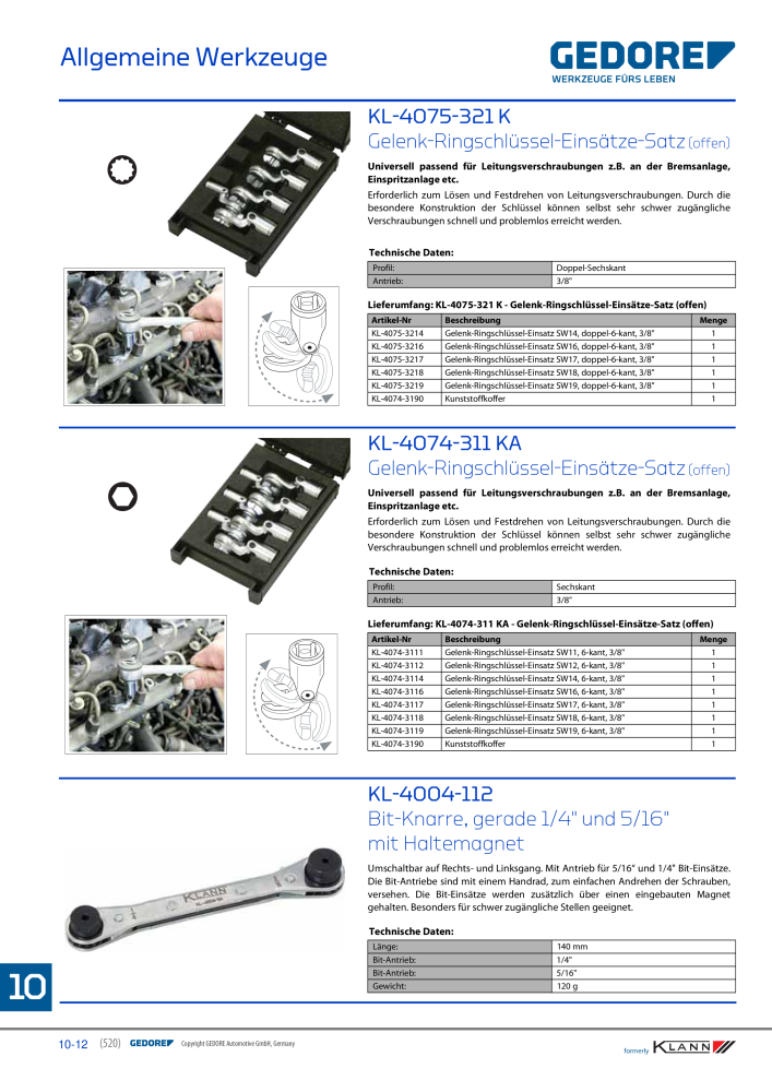 GEDORE Automotive KLANN Allgemeine Werkzeuge Nº: 216 - Página 12