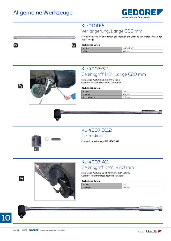 GEDORE Automotive KLANN Allgemeine Werkzeuge NR.: 216 - Seite 18