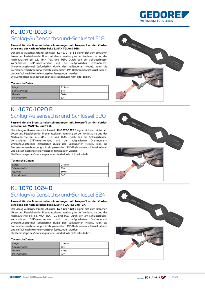 GEDORE Automotive KLANN Allgemeine Werkzeuge NR.: 216 - Seite 35