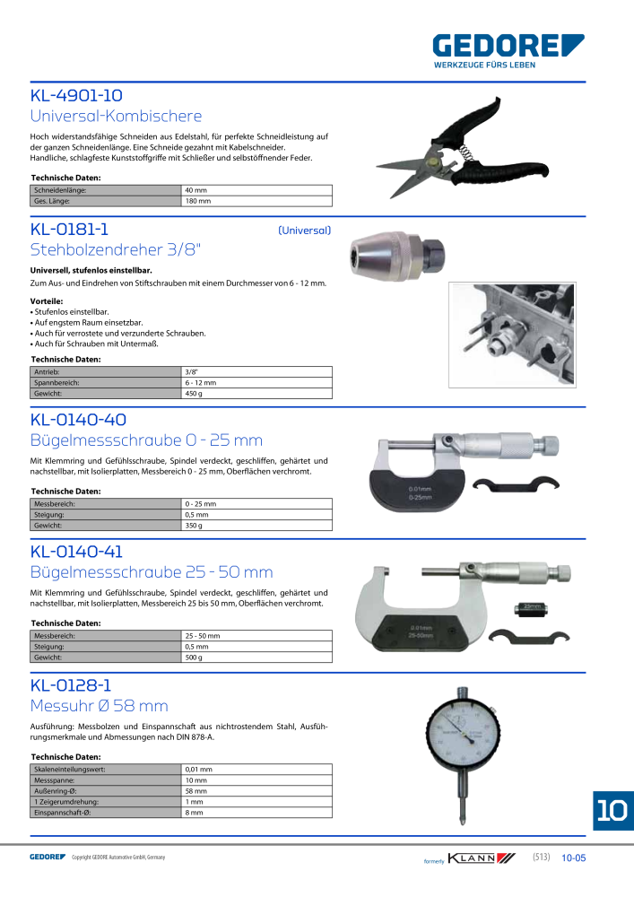 GEDORE Automotive KLANN Allgemeine Werkzeuge NR.: 216 - Seite 5