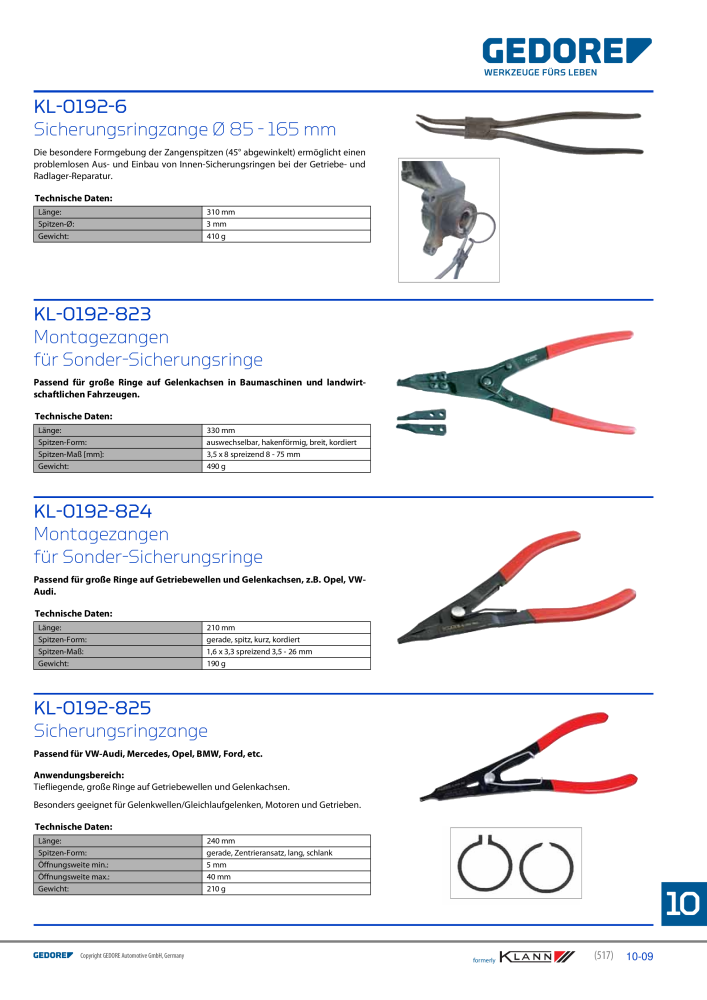 GEDORE Automotive KLANN Allgemeine Werkzeuge Nº: 216 - Página 9