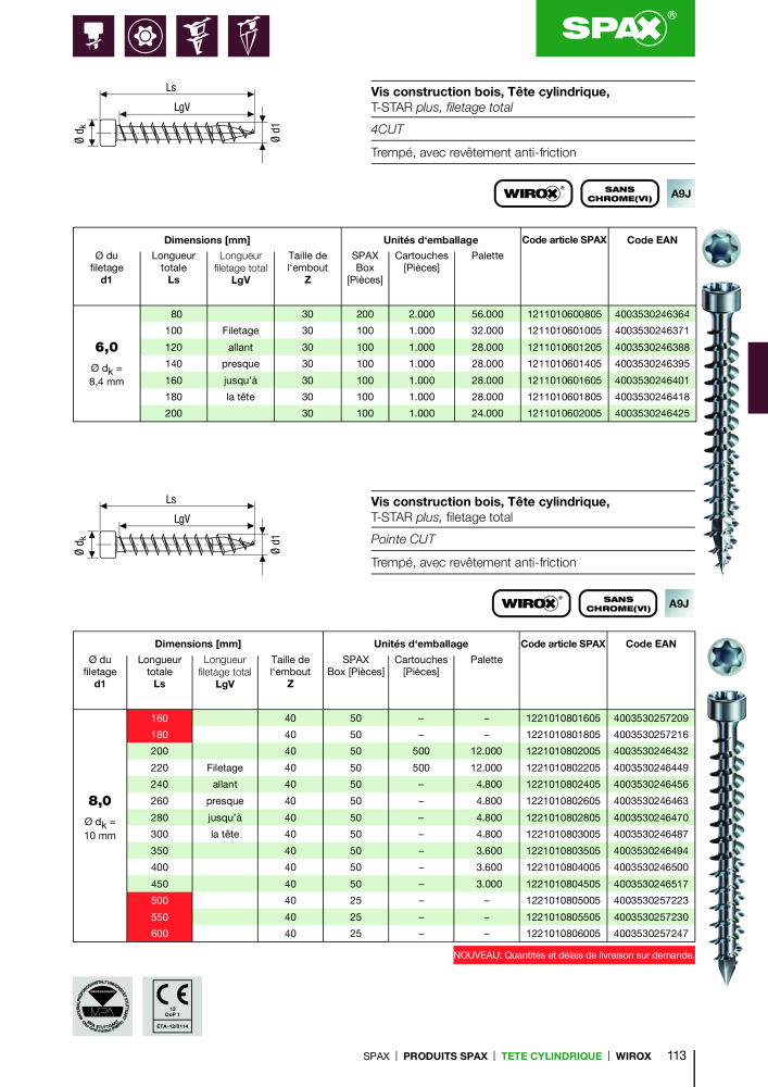 Catalogue des vis SPAX Nb. : 2161 - Page 113