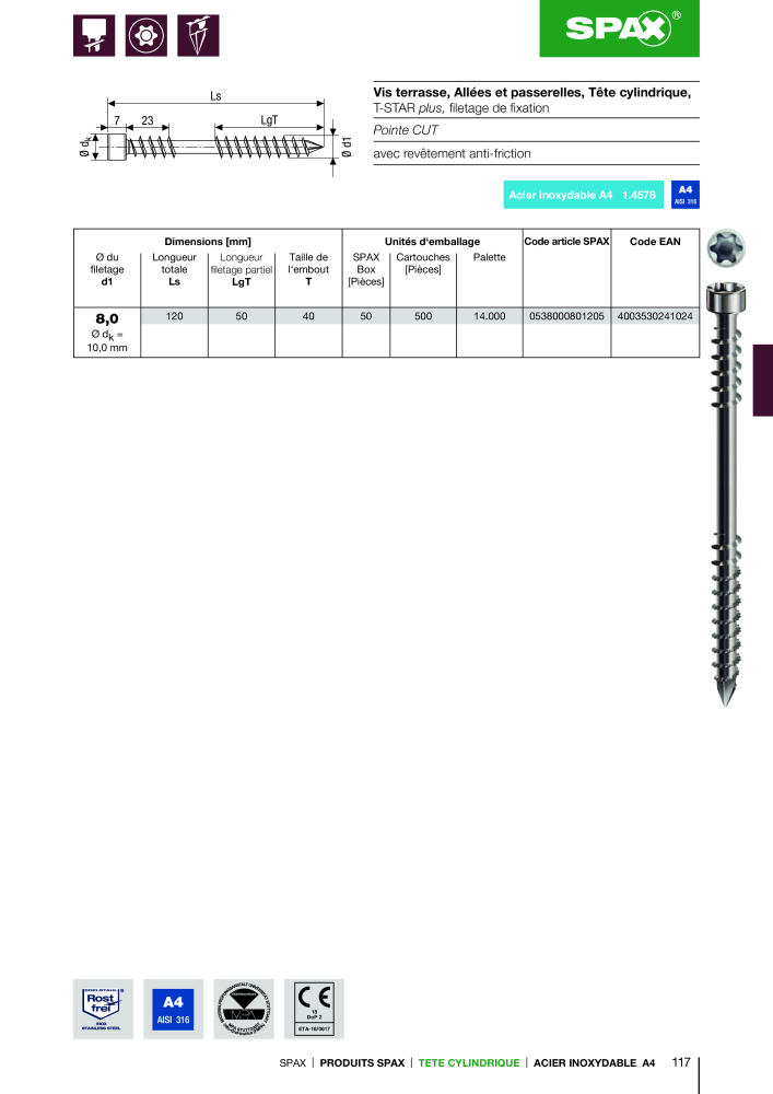 Catalogue des vis SPAX Nb. : 2161 - Page 117