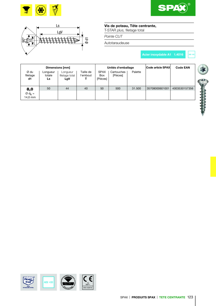 Catalogue des vis SPAX NR.: 2161 - Seite 123