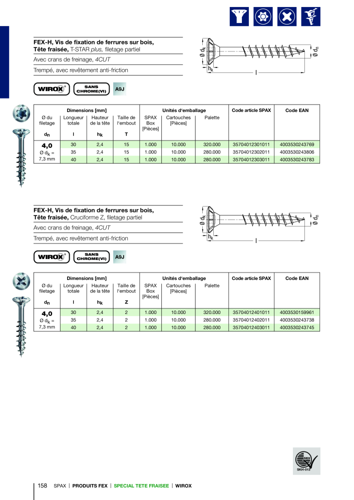 Catalogue des vis SPAX Nb. : 2161 - Page 158