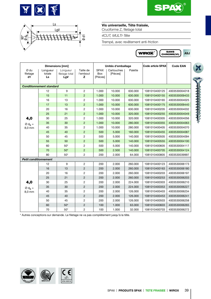 Catalogue des vis SPAX NR.: 2161 - Seite 39