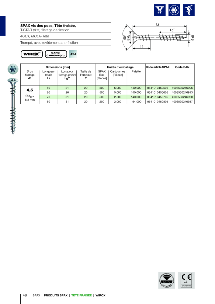 Catalogue des vis SPAX NR.: 2161 - Seite 48