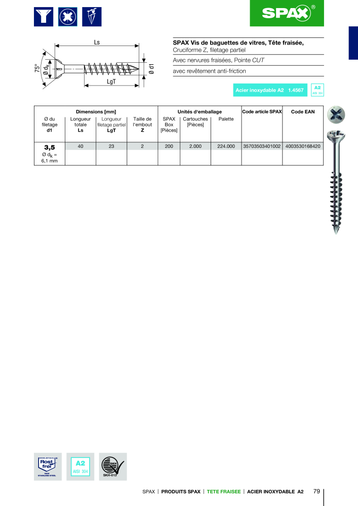 Catalogue des vis SPAX Nb. : 2161 - Page 79