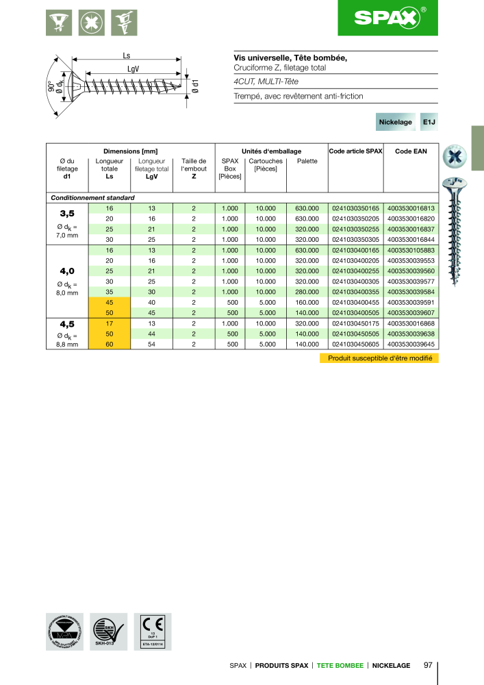 Catalogue des vis SPAX NR.: 2161 - Seite 97