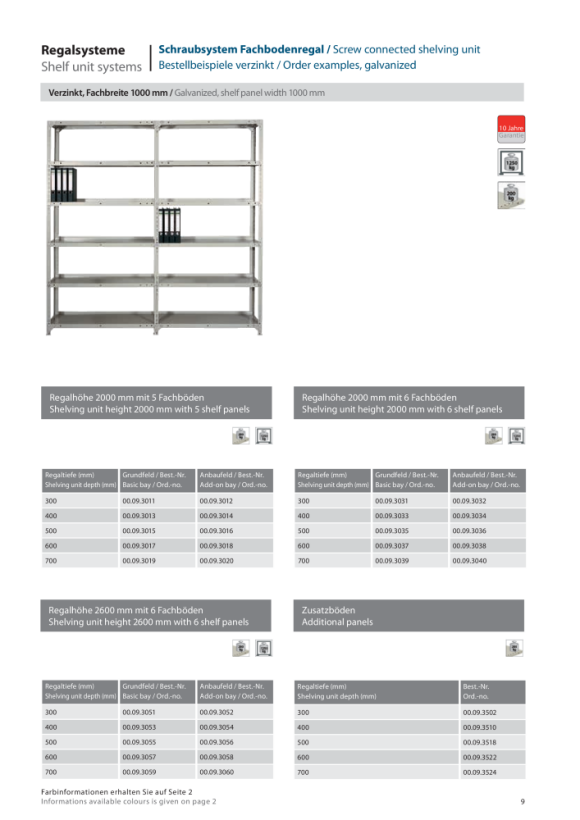 LOKOMA INSCHROEFBARE REKKEN GF,2600H.VERZINKT 1006x303MM,6 bladen a 200 KG 00.09.3051