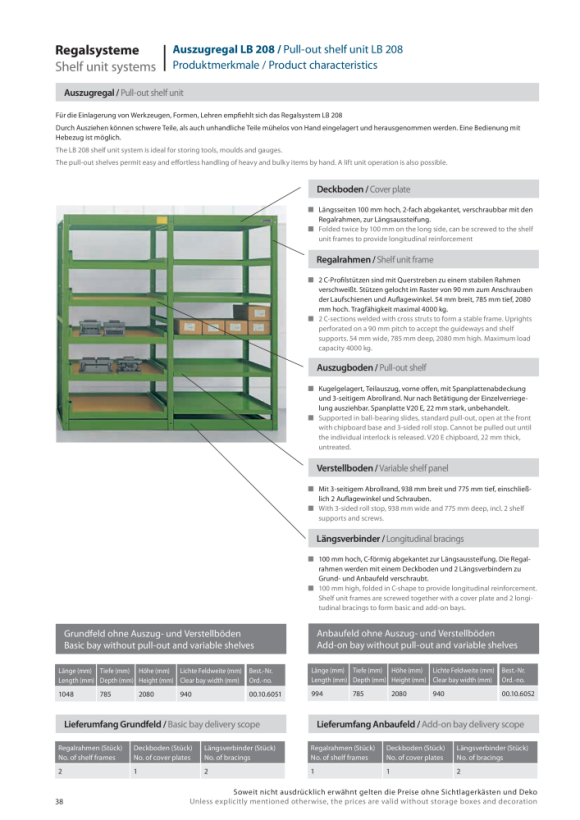 LOKOMA UITTREKBARE REKKEN GF LB 208 2080 H.,B.1DECKB.,2 LANGSLIGGERS. 00.10.6051