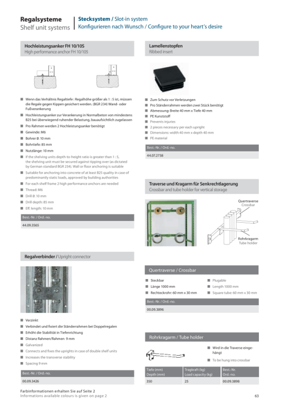 LOKOMA SHELF CONNECTOR FOR PLUG-IN SHELVING, DISTANCE 9, GALVANISED 00.09.3426