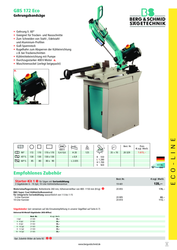 Berg & Schmid Universal-Bi-Metall-Bandsägeblatt HSS 4 ZpZ für PBS - GBS 150 21950