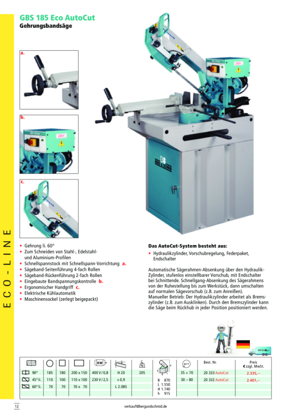 Berg & Schmid Bi-Metall-Bandsägeblatt für GBS 185 Eco 21931