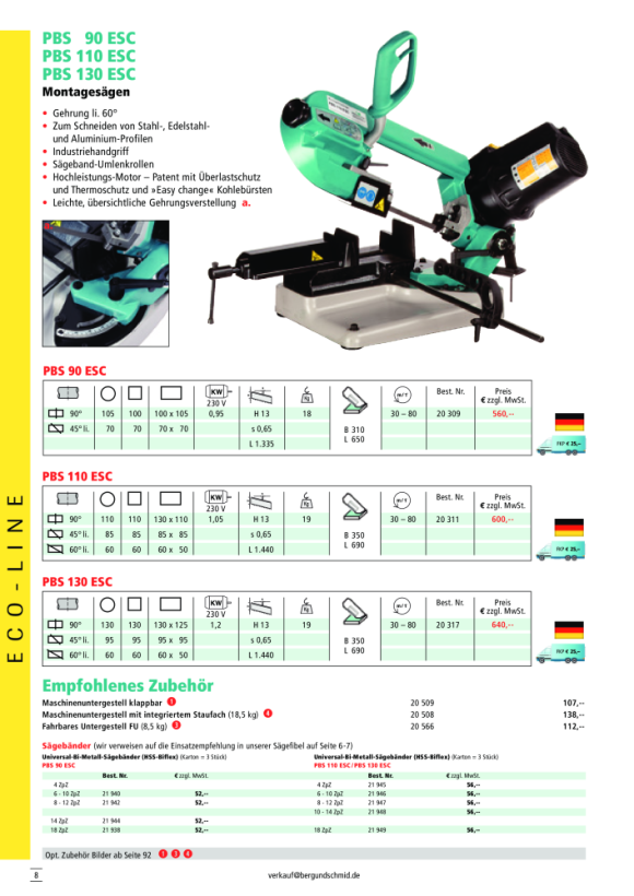 Berg & Schmid Bandsäge Metallbandsäge PBS 130 ESC 20317