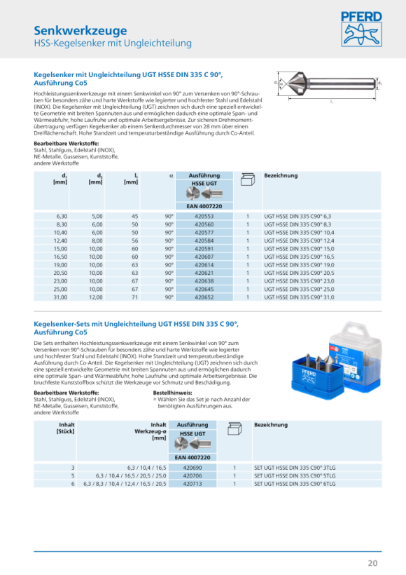 PFERD HSS-verzinkboor KES HSS DIN 334 C60° 10,0 25202163